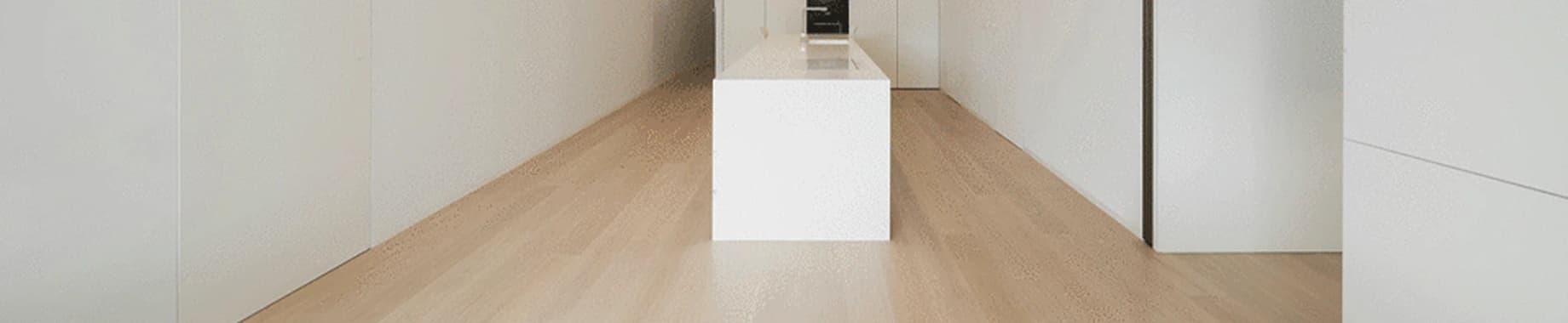 Modern minimalist interior with light wood flooring